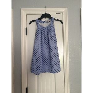 Banana Republic Blue White Diamond Sleeveless Top Womens 12 Zip Back